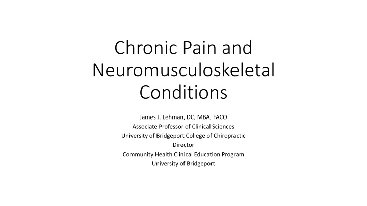 chronic pain and neuromusculoskeletal conditions