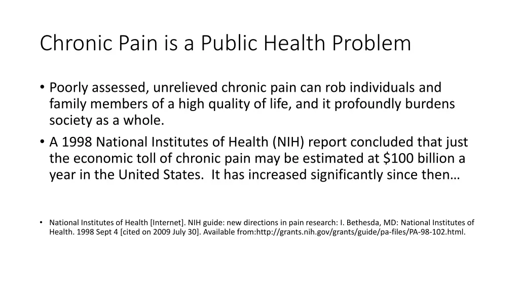 chronic pain is a public health problem 1