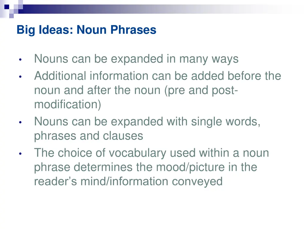 big ideas noun phrases