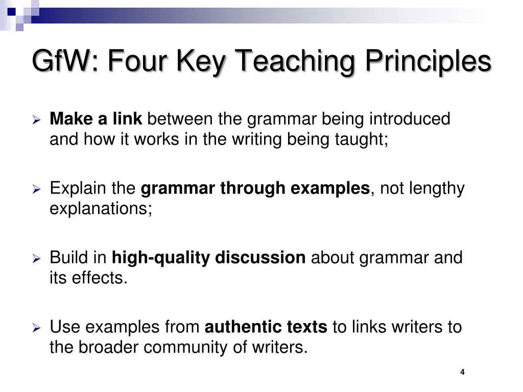 gfw four key teaching principles