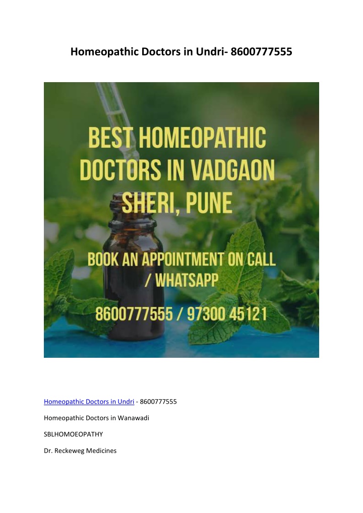 homeopathic doctors in undri 8600777555