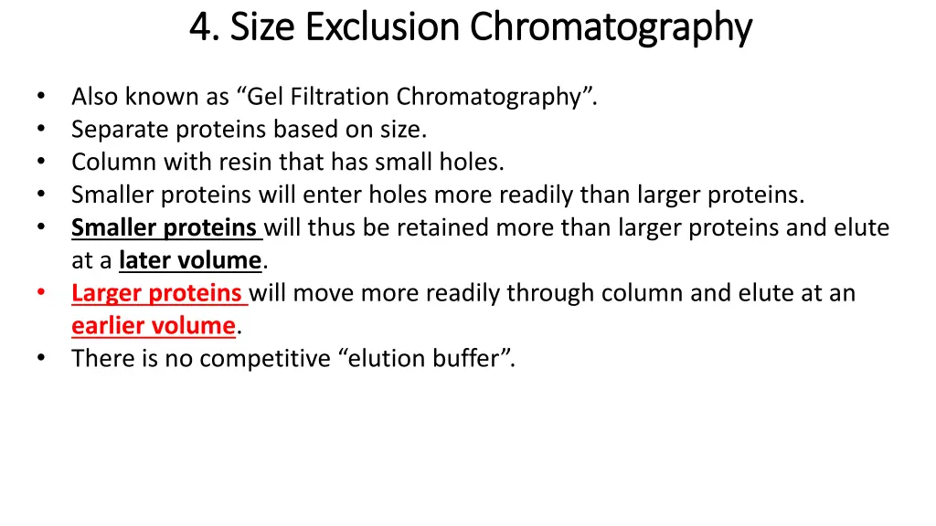 4 size exclusion chromatography 4 size exclusion