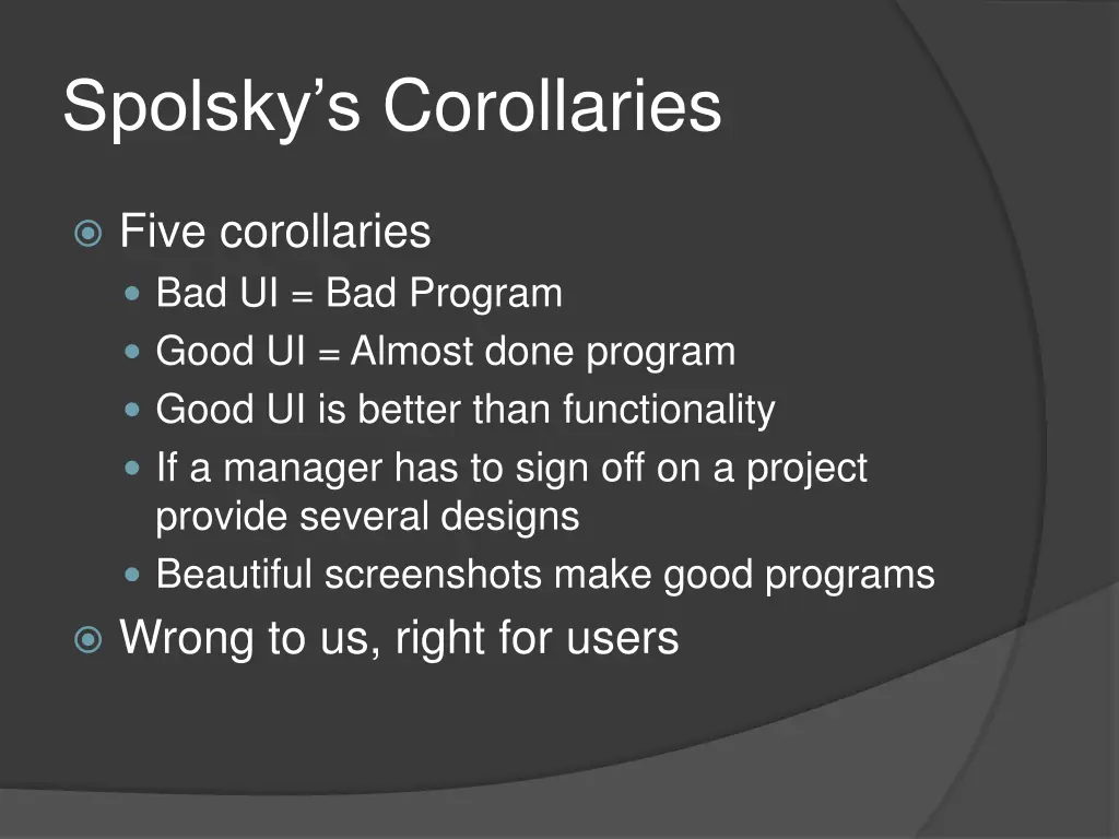 spolsky s corollaries