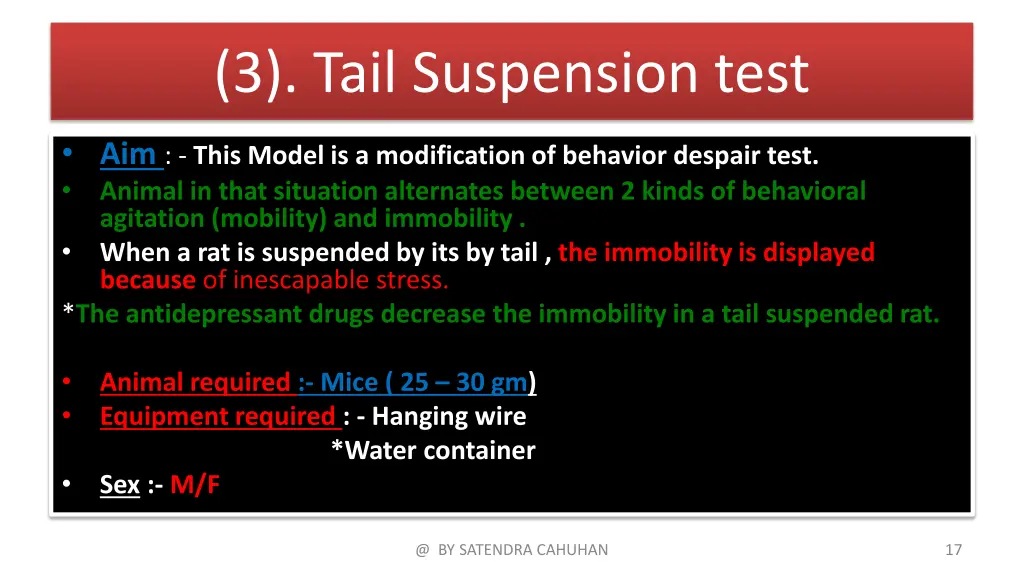 3 tail suspension test