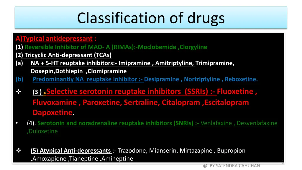 classification of drugs