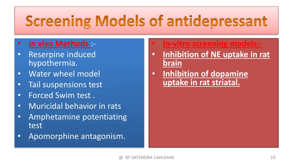 screening models of antidepressant