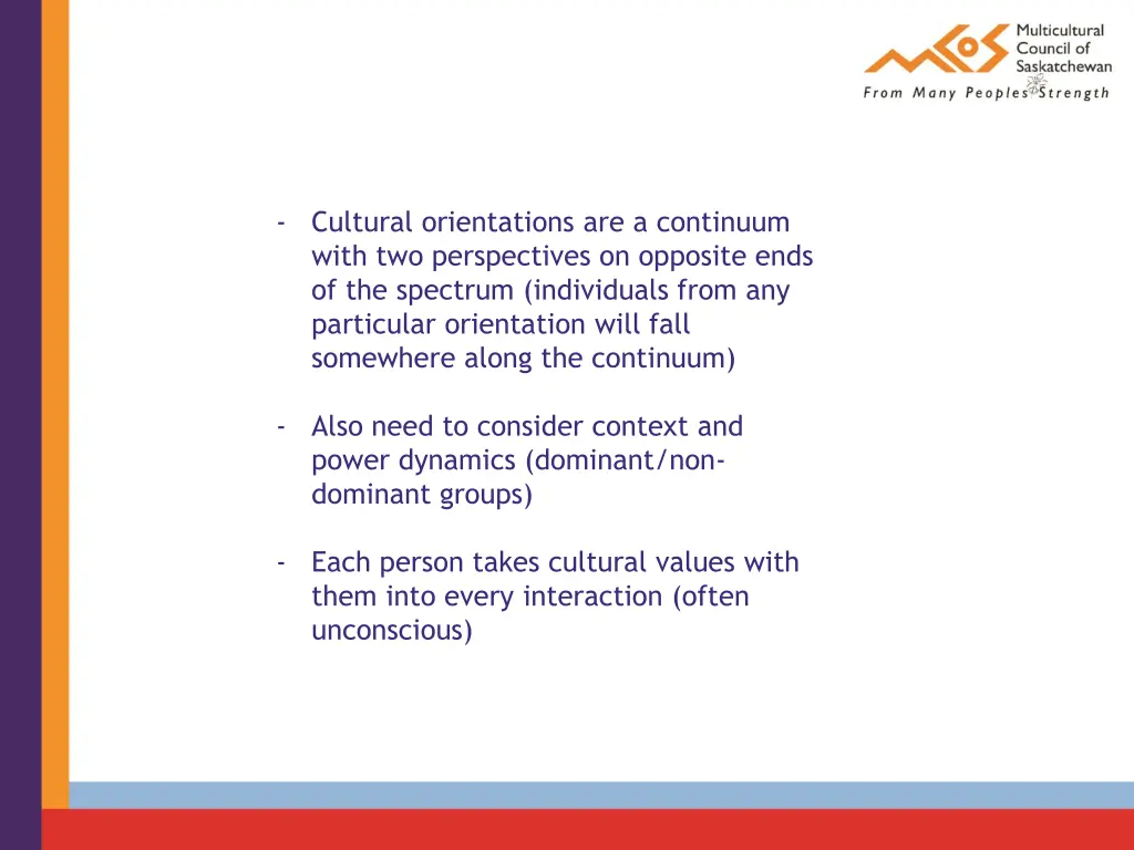 cultural orientations are a continuum with