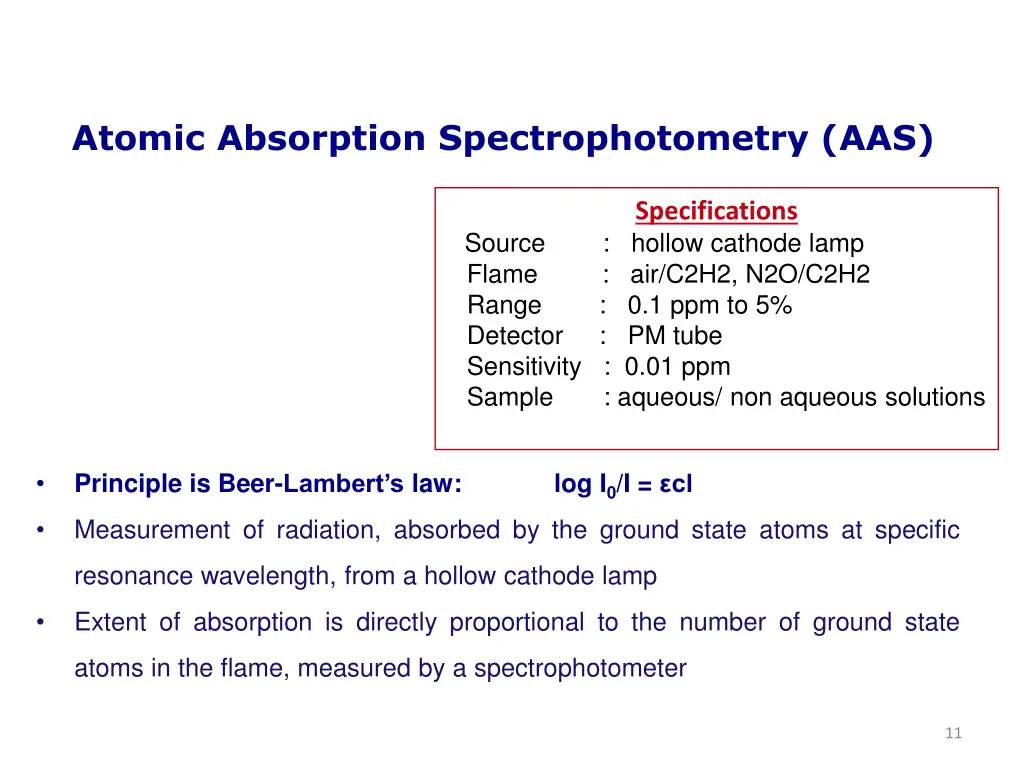 atomic absorption spectrophotometry aas