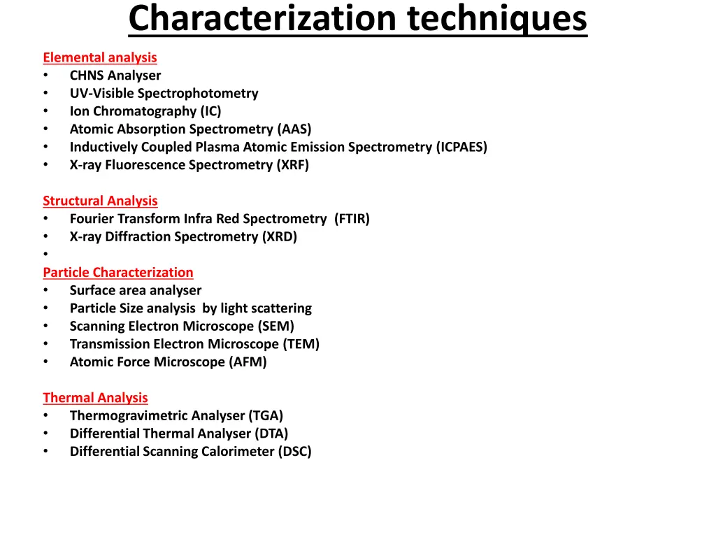 characterization techniques