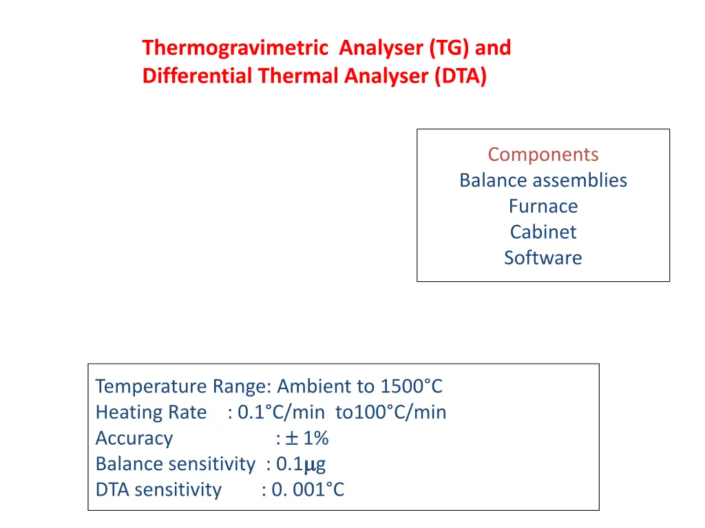 thermogravimetric analyser tg and differential