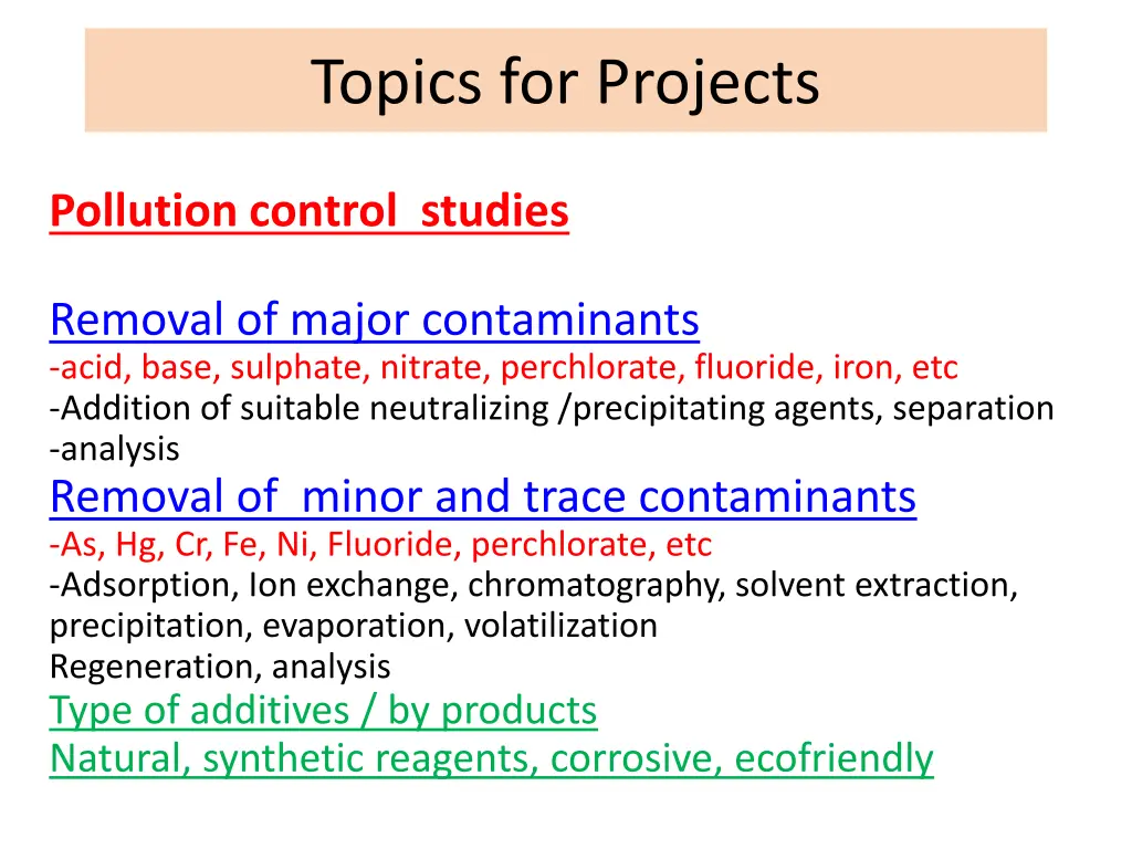 topics for projects 1