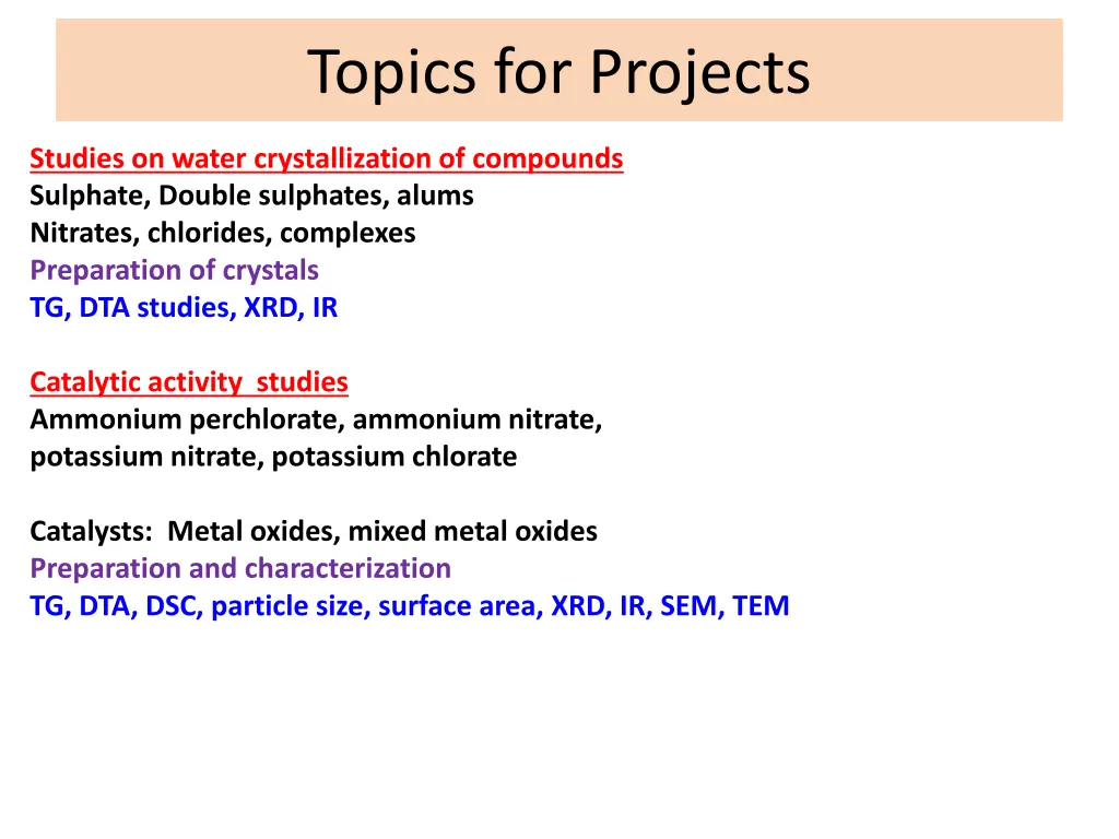 topics for projects