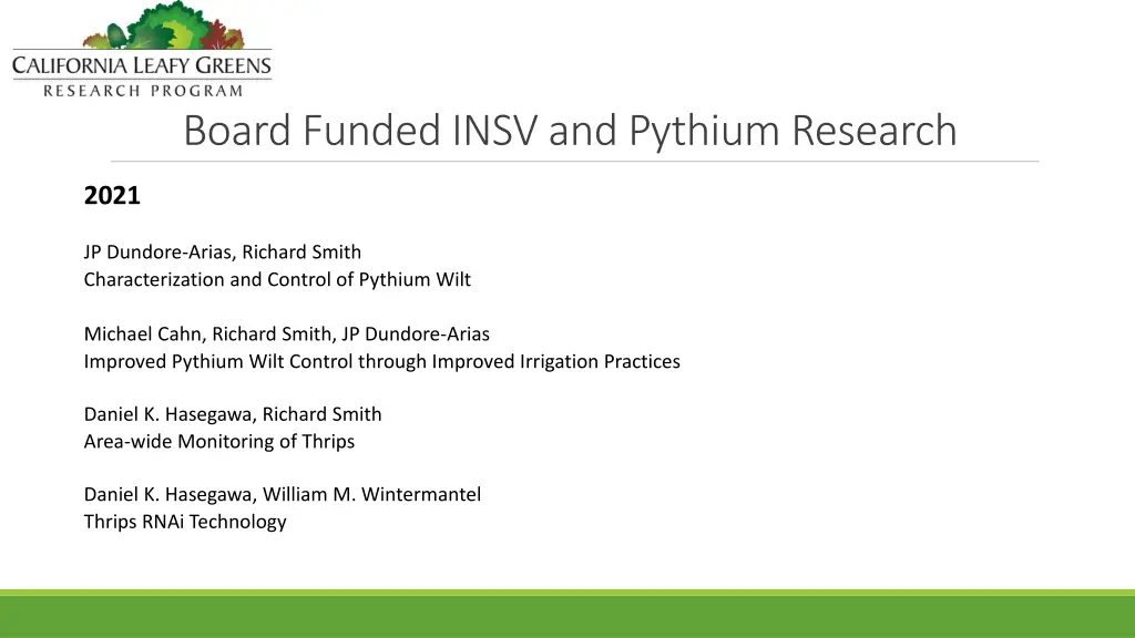 board funded insv and pythium research 2