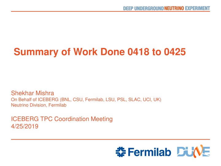 summary of work done 0418 to 0425