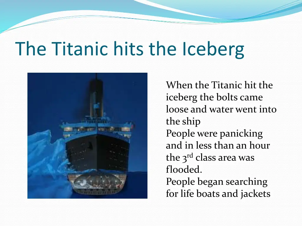 the titanic hits the iceberg