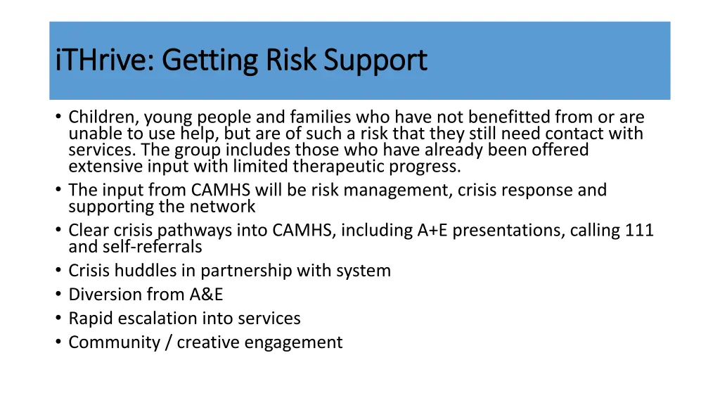 ithrive ithrive getting risk support getting risk