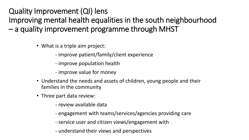 quality improvement qi lens quality improvement