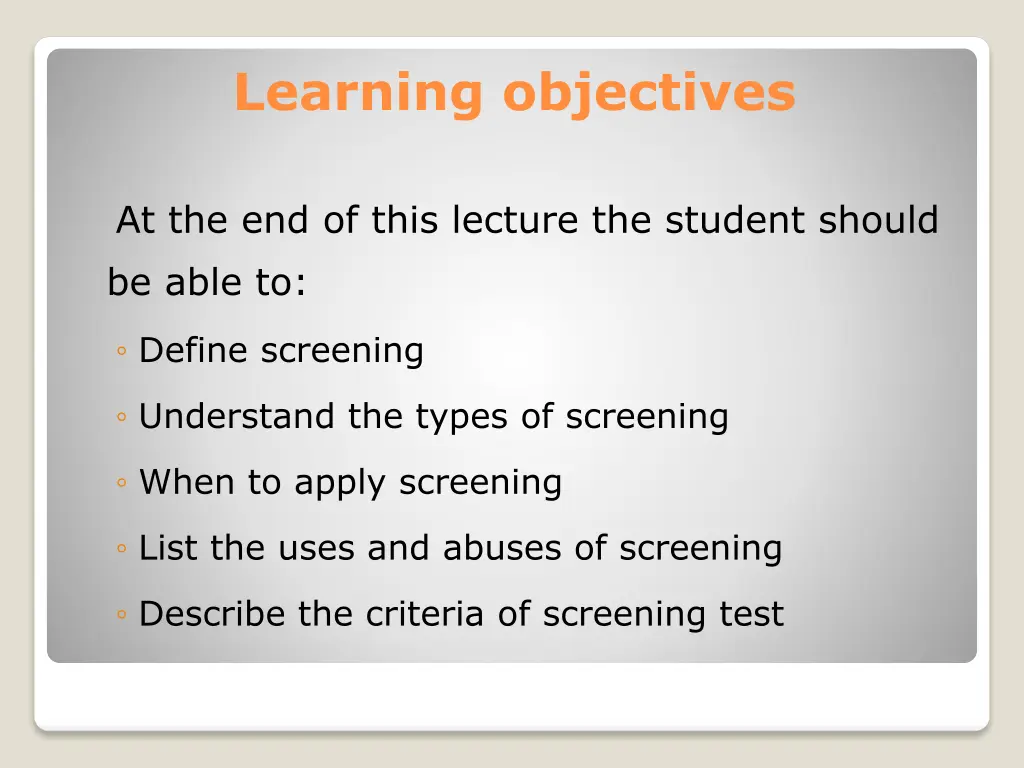 learning objectives