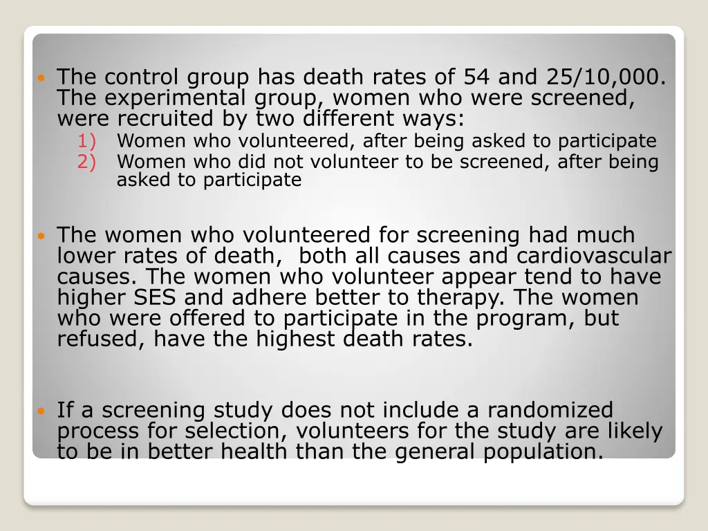 the control group has death rates