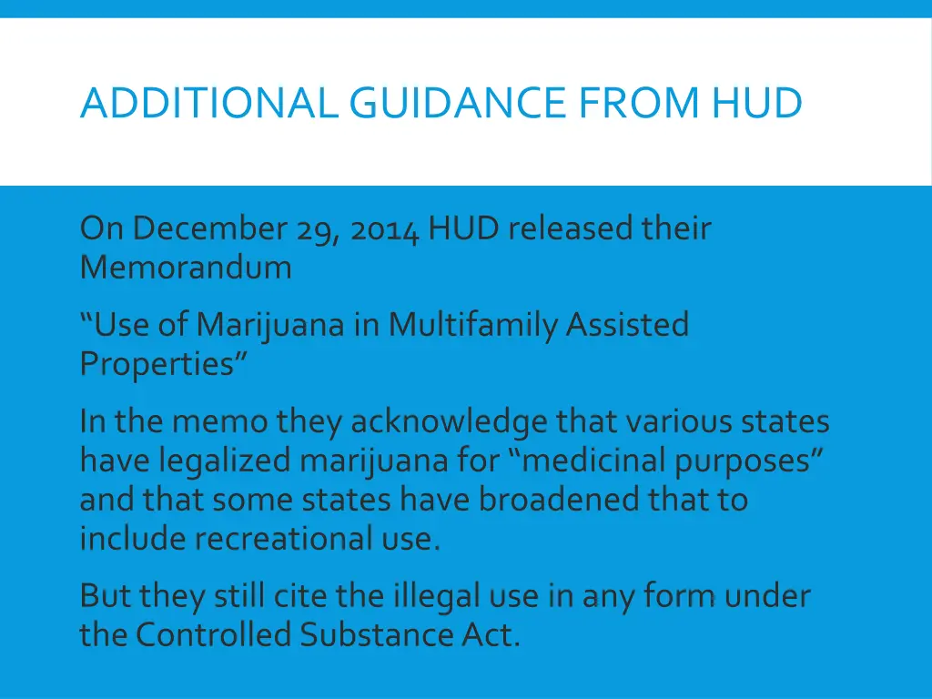 additional guidance from hud