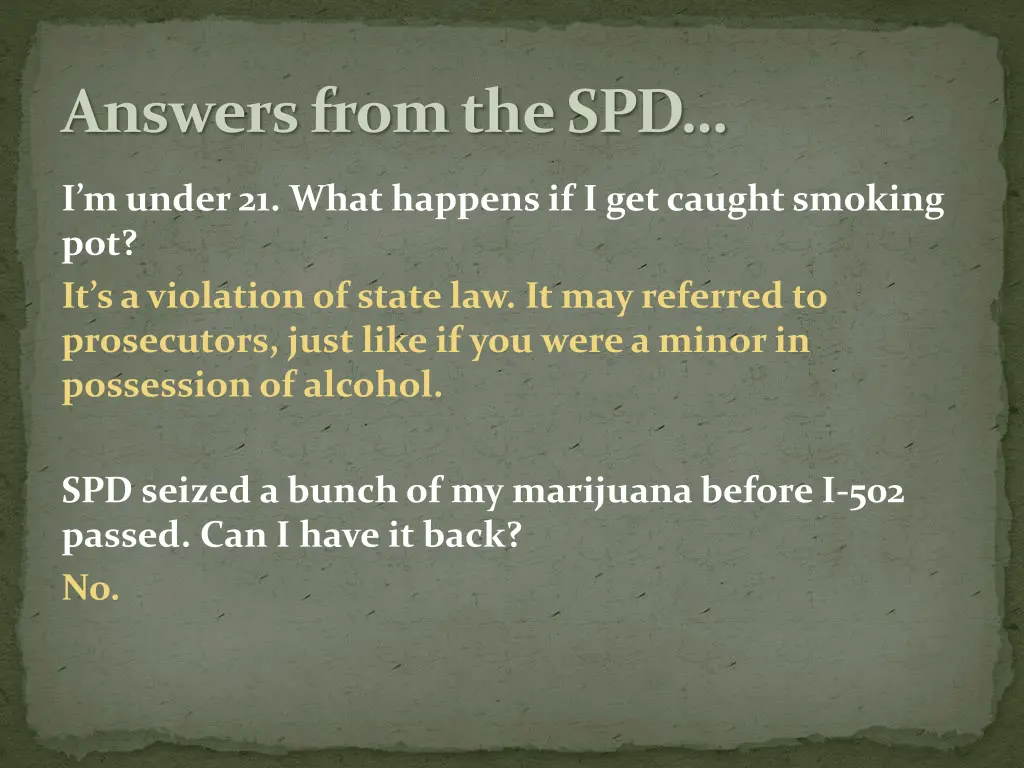 answers from the spd