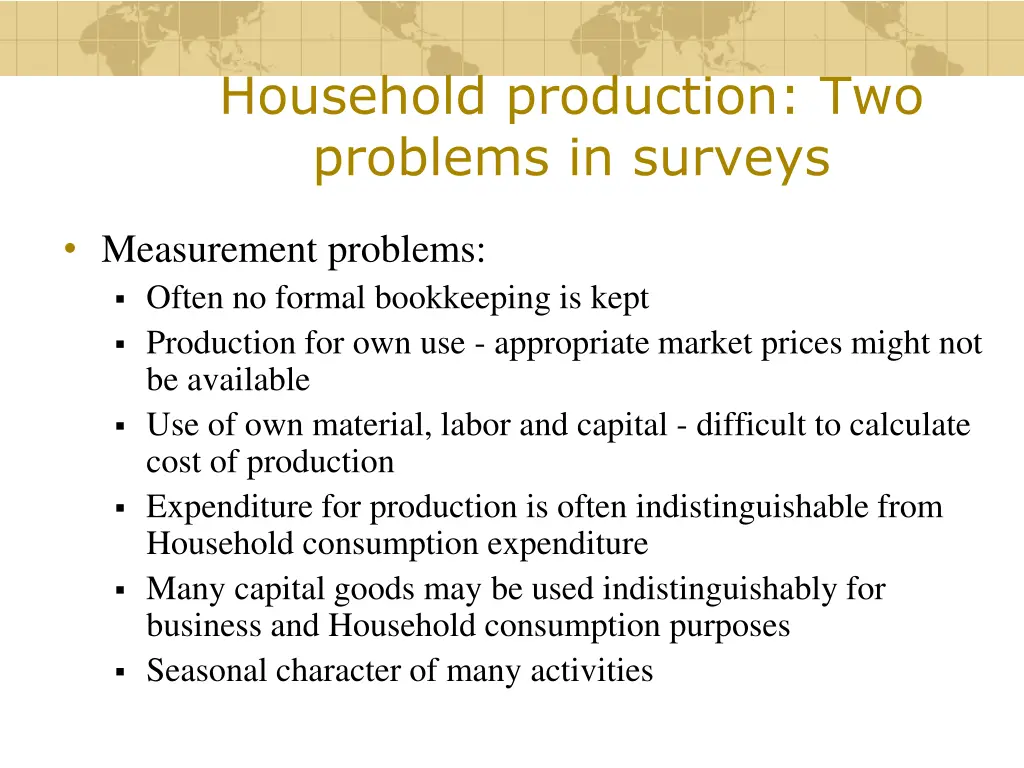 household production two problems in surveys 1