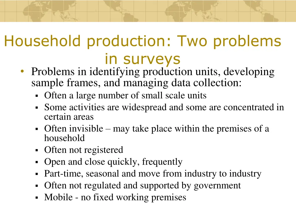 household production two problems in surveys