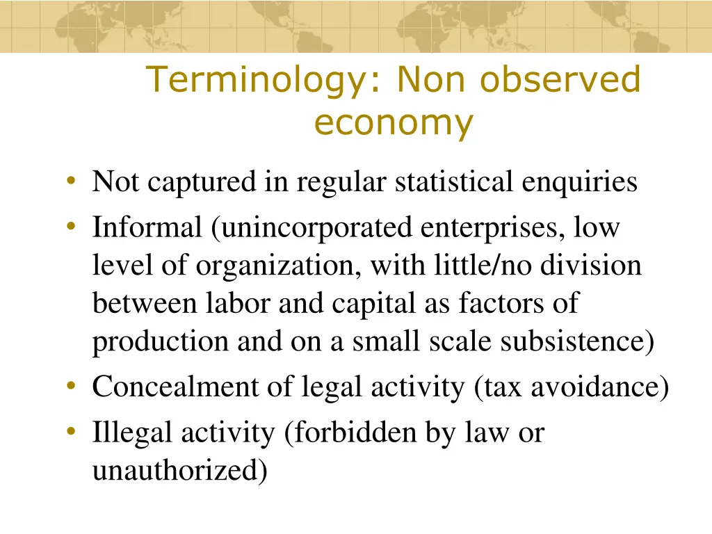 terminology non observed economy