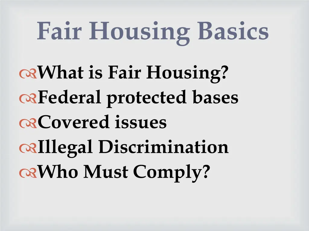 fair housing basics