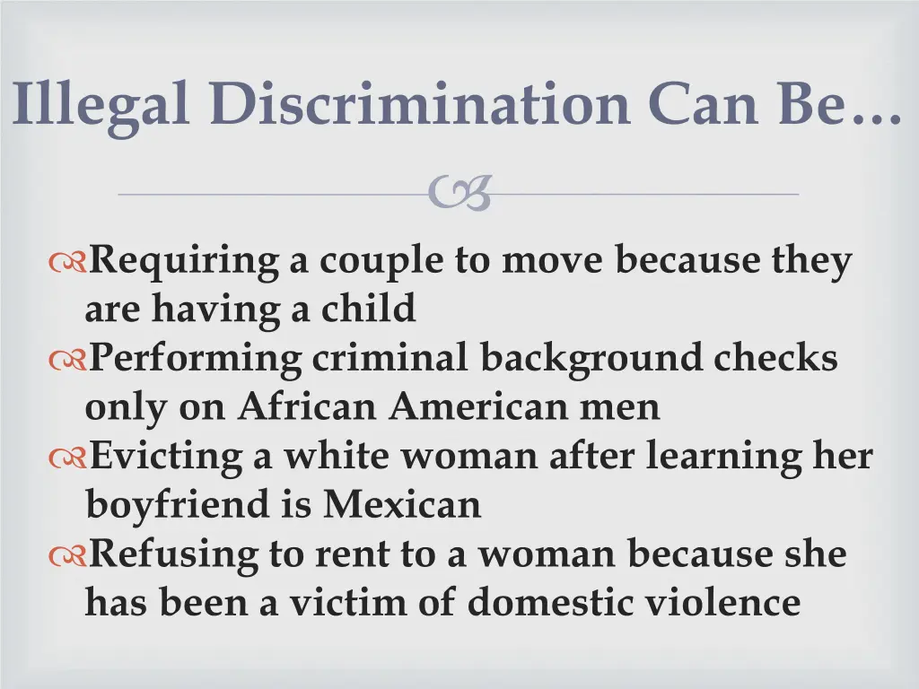 illegal discrimination can be