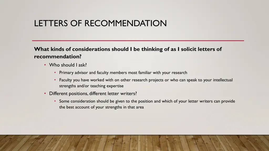 letters of recommendation