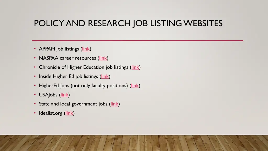 policy and research job listing websites