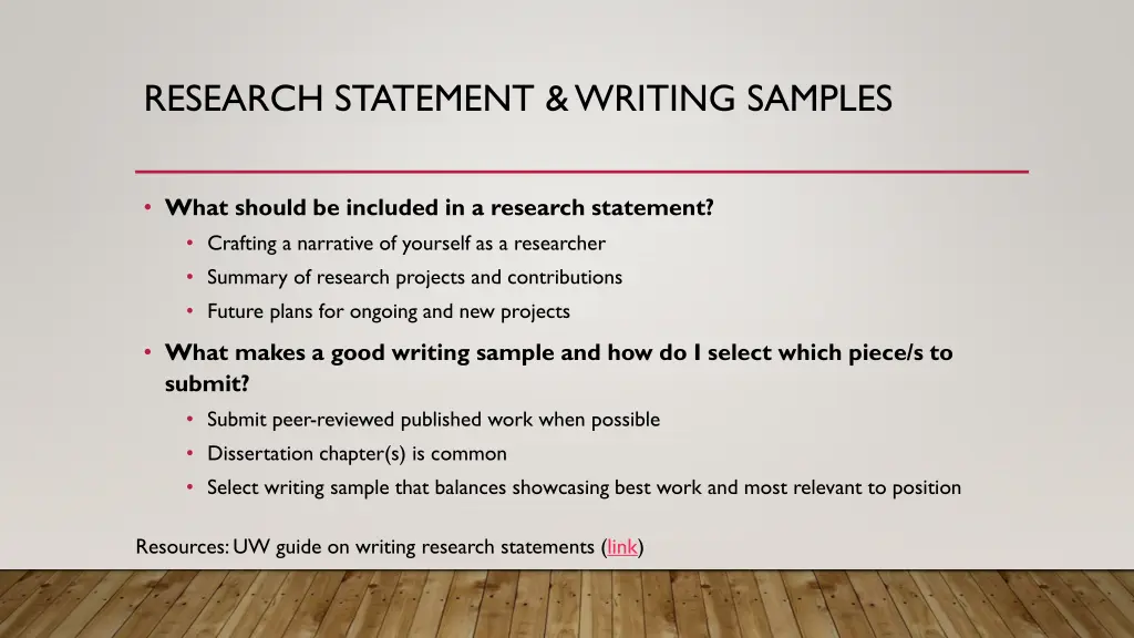 research statement writing samples