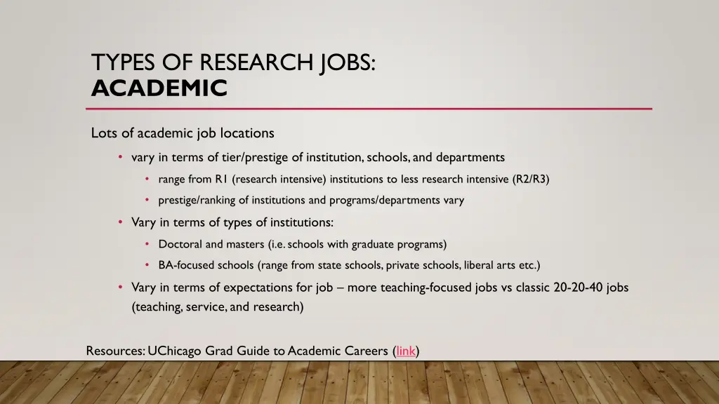 types of research jobs academic