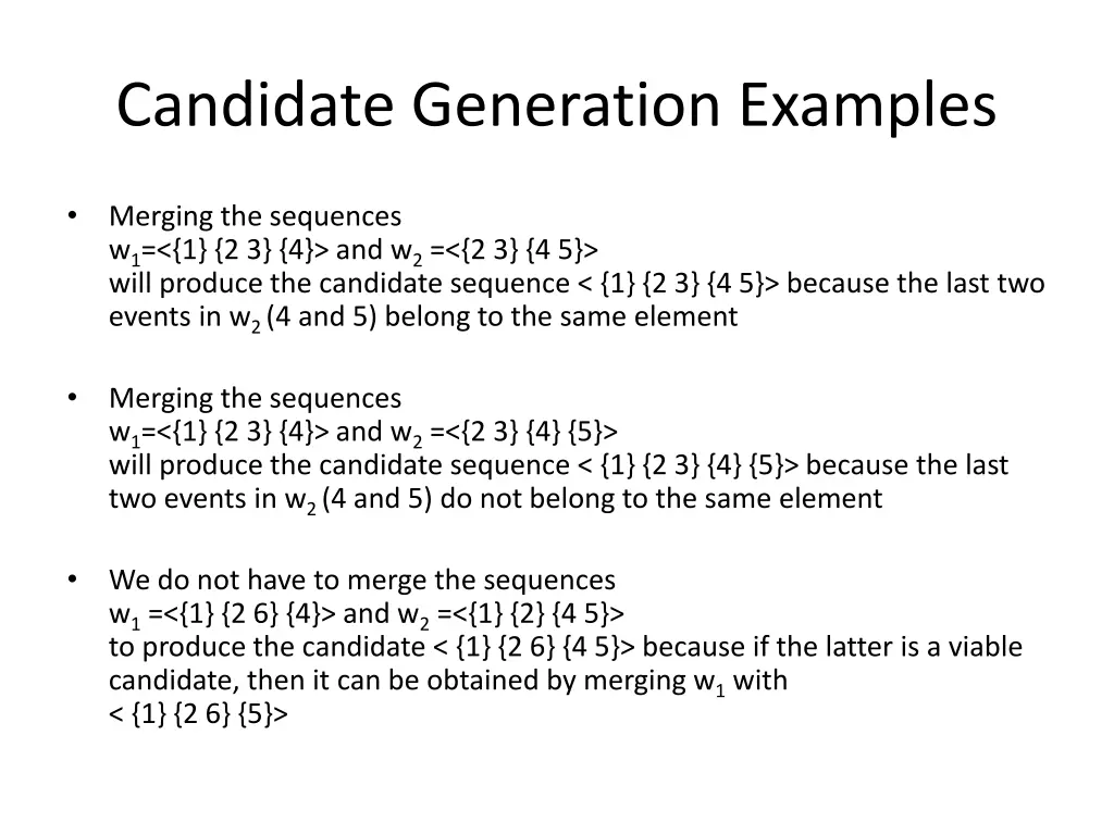 candidate generation examples