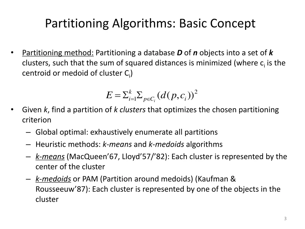 partitioning algorithms basic concept