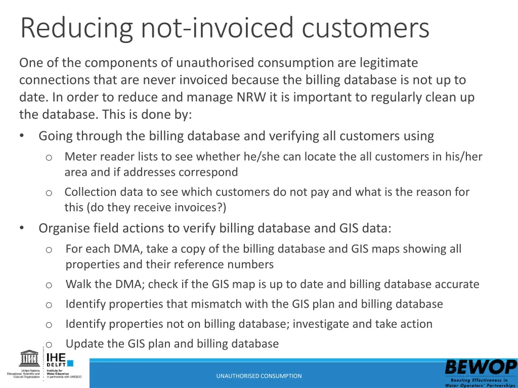 reducing not invoiced customers