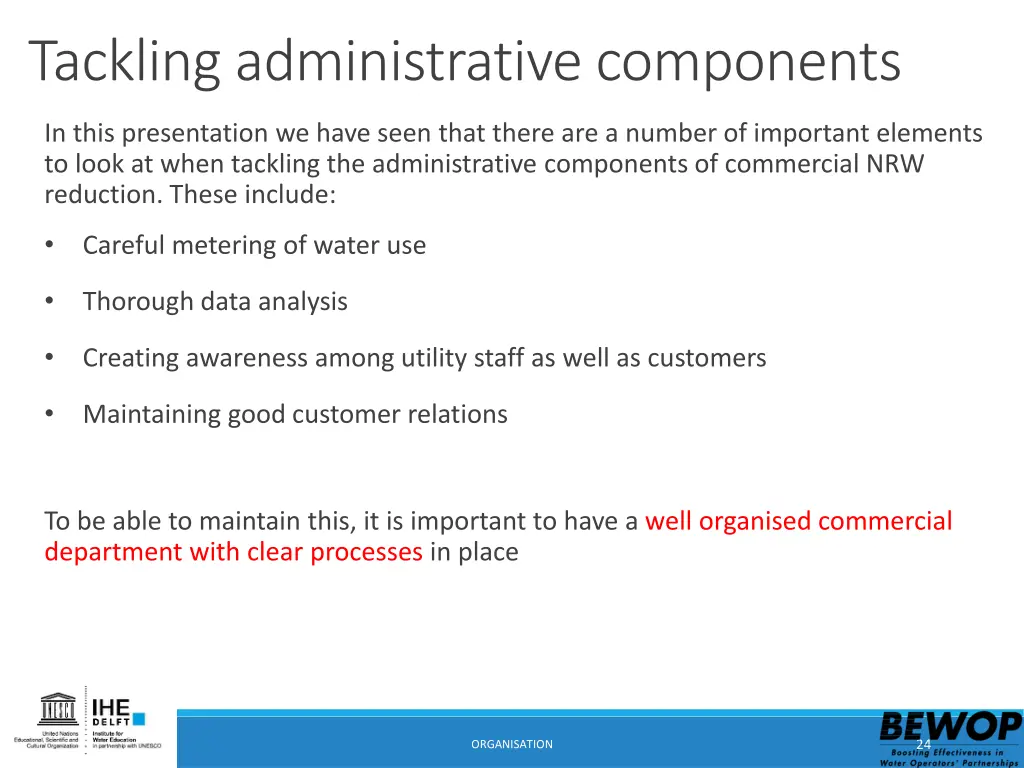 tackling administrative components