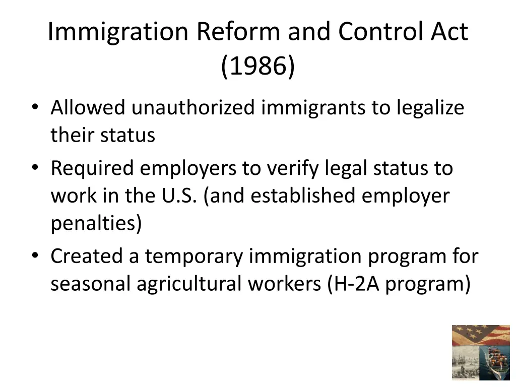 immigration reform and control act 1986