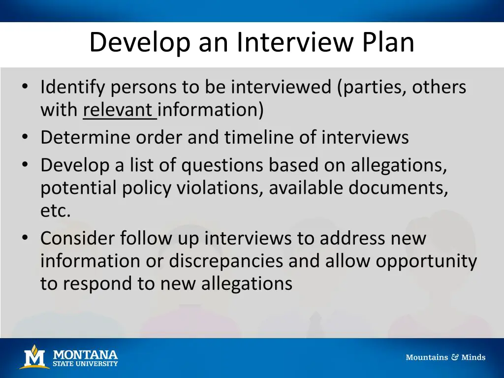 develop an interview plan