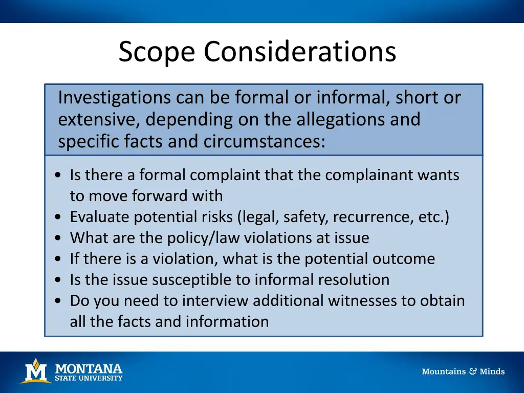 scope considerations