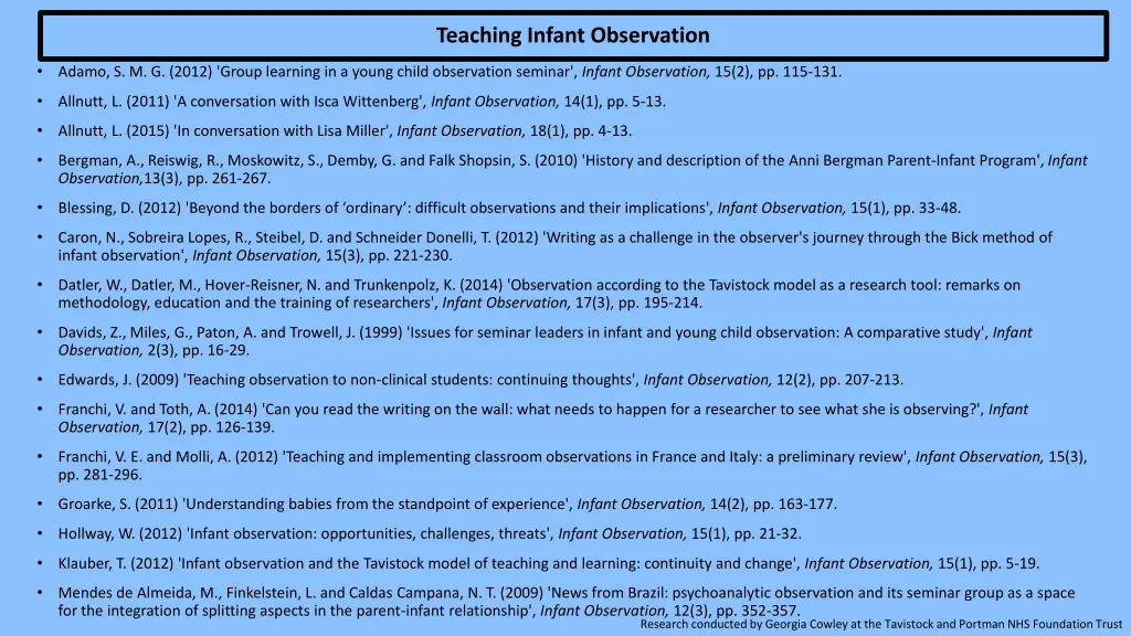 teaching infant observation