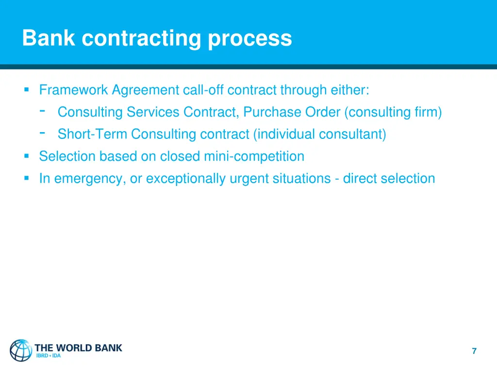 bank contracting process