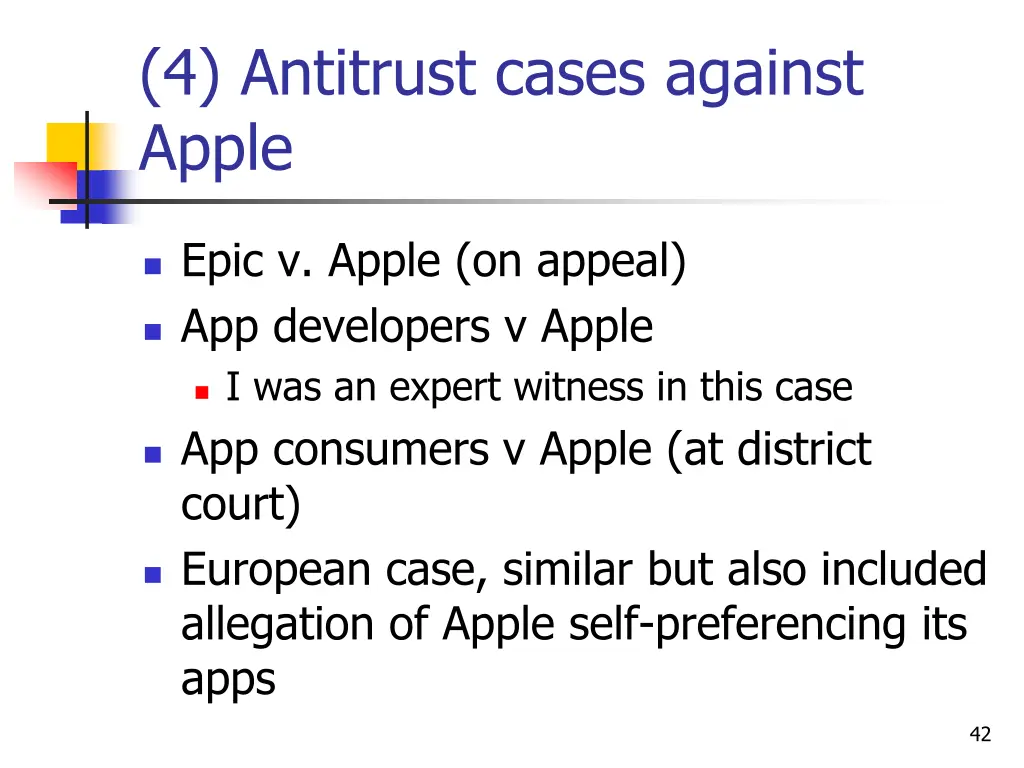 4 antitrust cases against apple