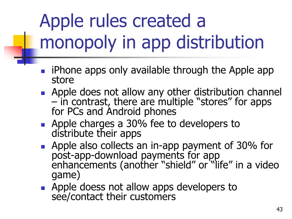 apple rules created a monopoly in app distribution