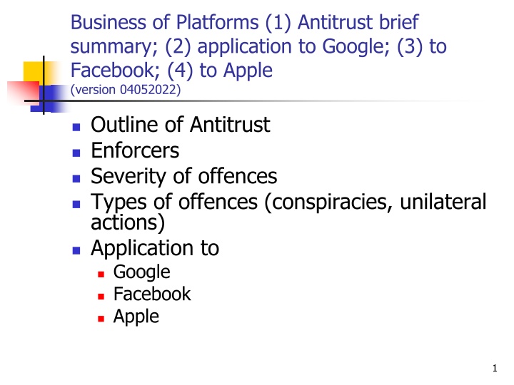 business of platforms 1 antitrust brief summary