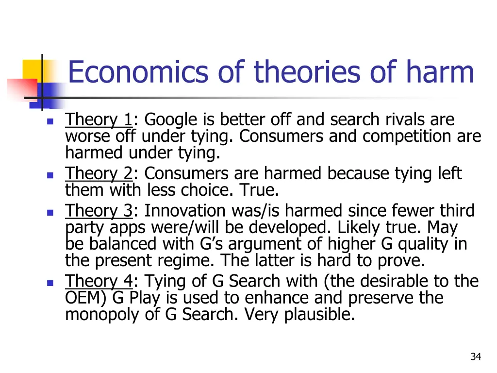 economics of theories of harm