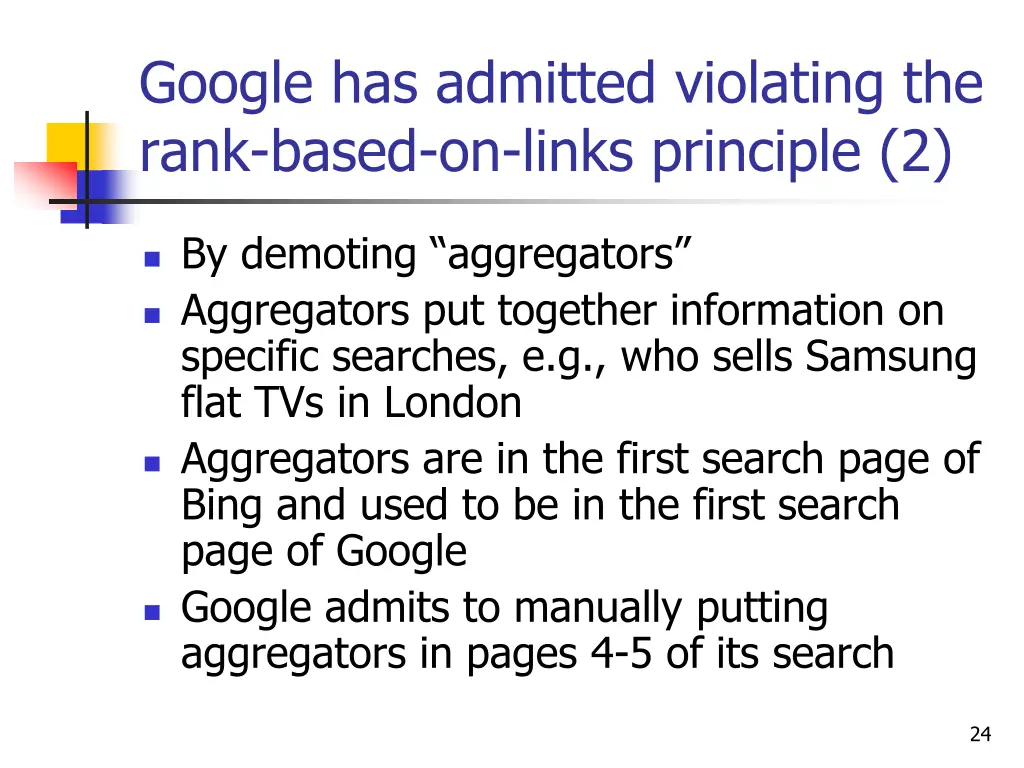 google has admitted violating the rank based