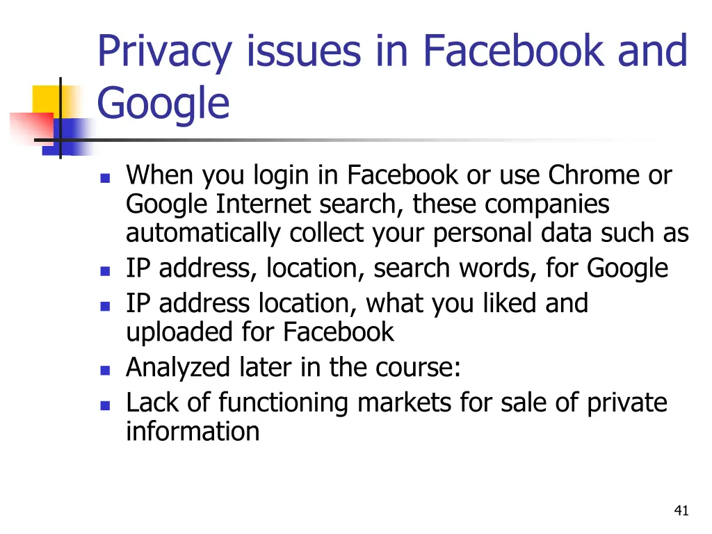 privacy issues in facebook and google