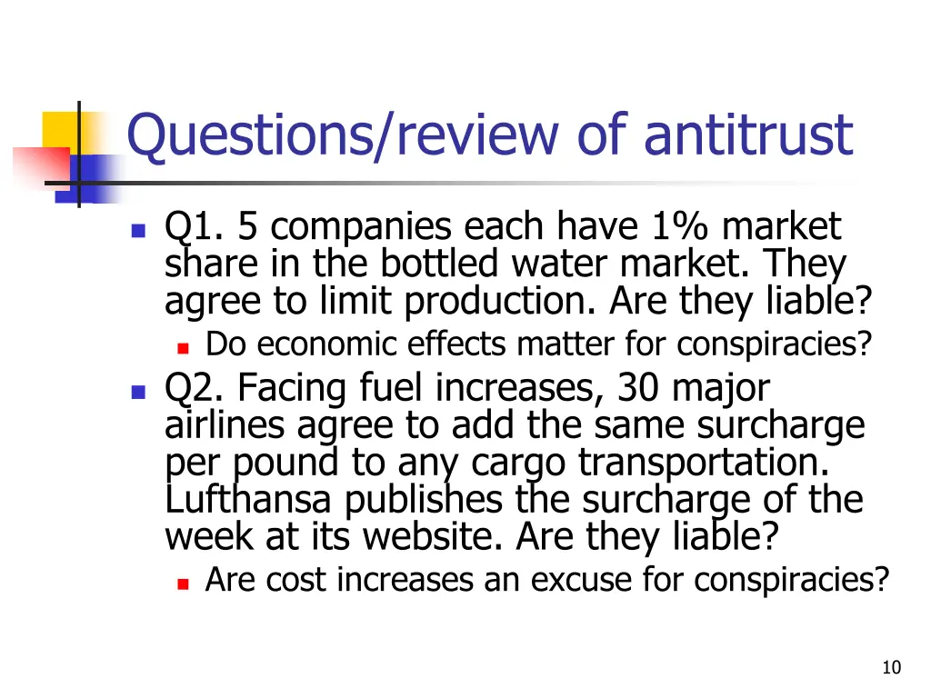 questions review of antitrust